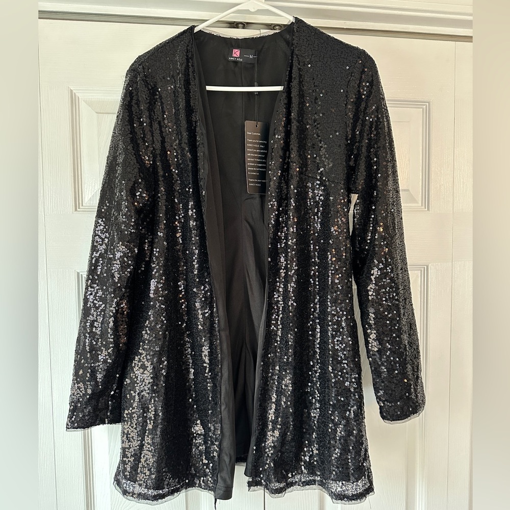 Kancy Kole black Sequin Blazer- Medium